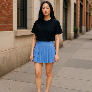 Yogalicious The Rally Skort Cornflower Blue Curved Hem Pleated Size Small NWT